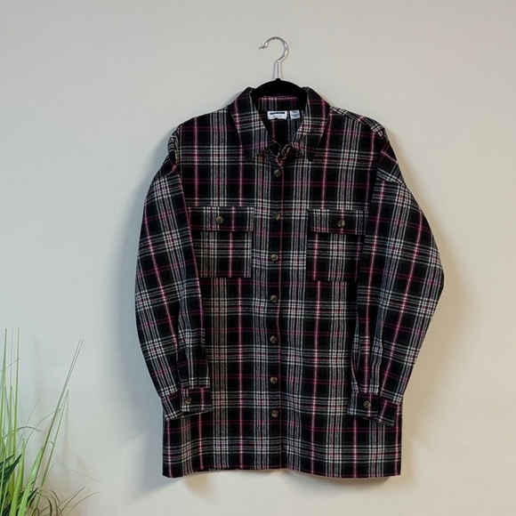 BNWT Noisy May Black and Pink Plaid Shirt size S relaxed Fit - Picture 3 of 5